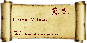 Rieger Vilmos névjegykártya